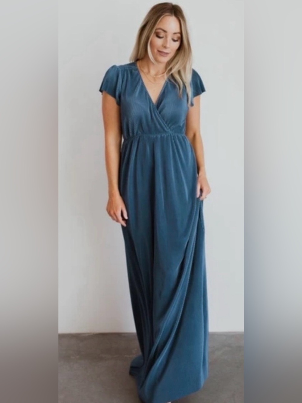 Baltic Born Teal V-Neck Wrap Maxi Dress